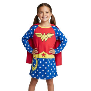 Wonder Woman Costume Dress w/ Removable Cape Girls 6/6X DC